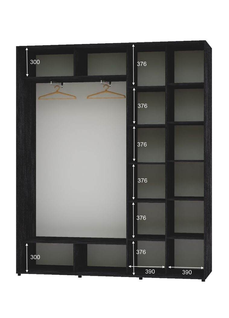 Шафа-купе дводверна 200*45*250 Бетон темний ДСП/Дзеркало Алекса (360474021)
