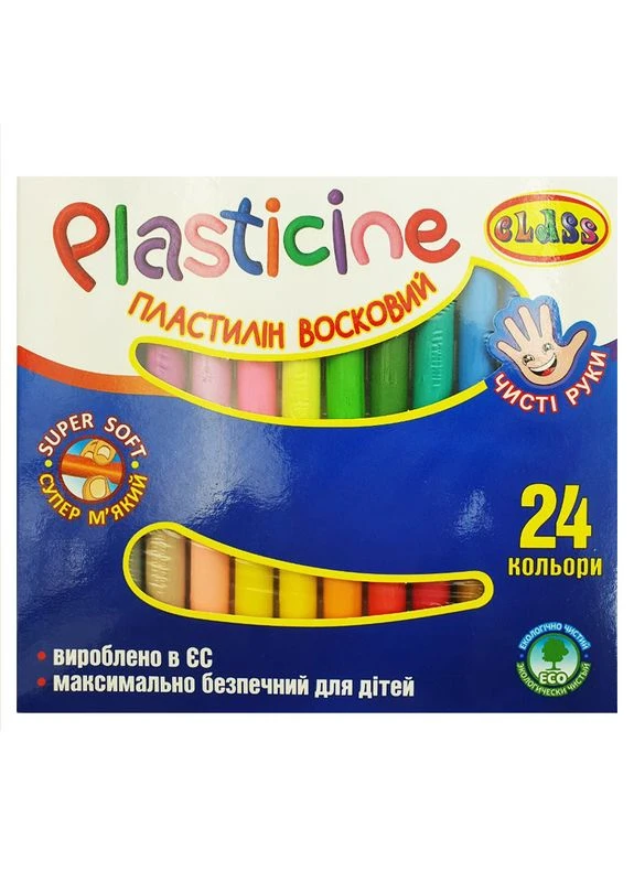 Пластилин " " "Чистые руки" 24кол. /7629C/ 400г. восковый (1/30) Class (392058216)