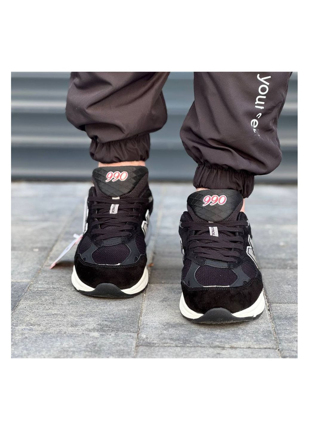 Черно-белые демисезонные мужские кроссовки No Brand