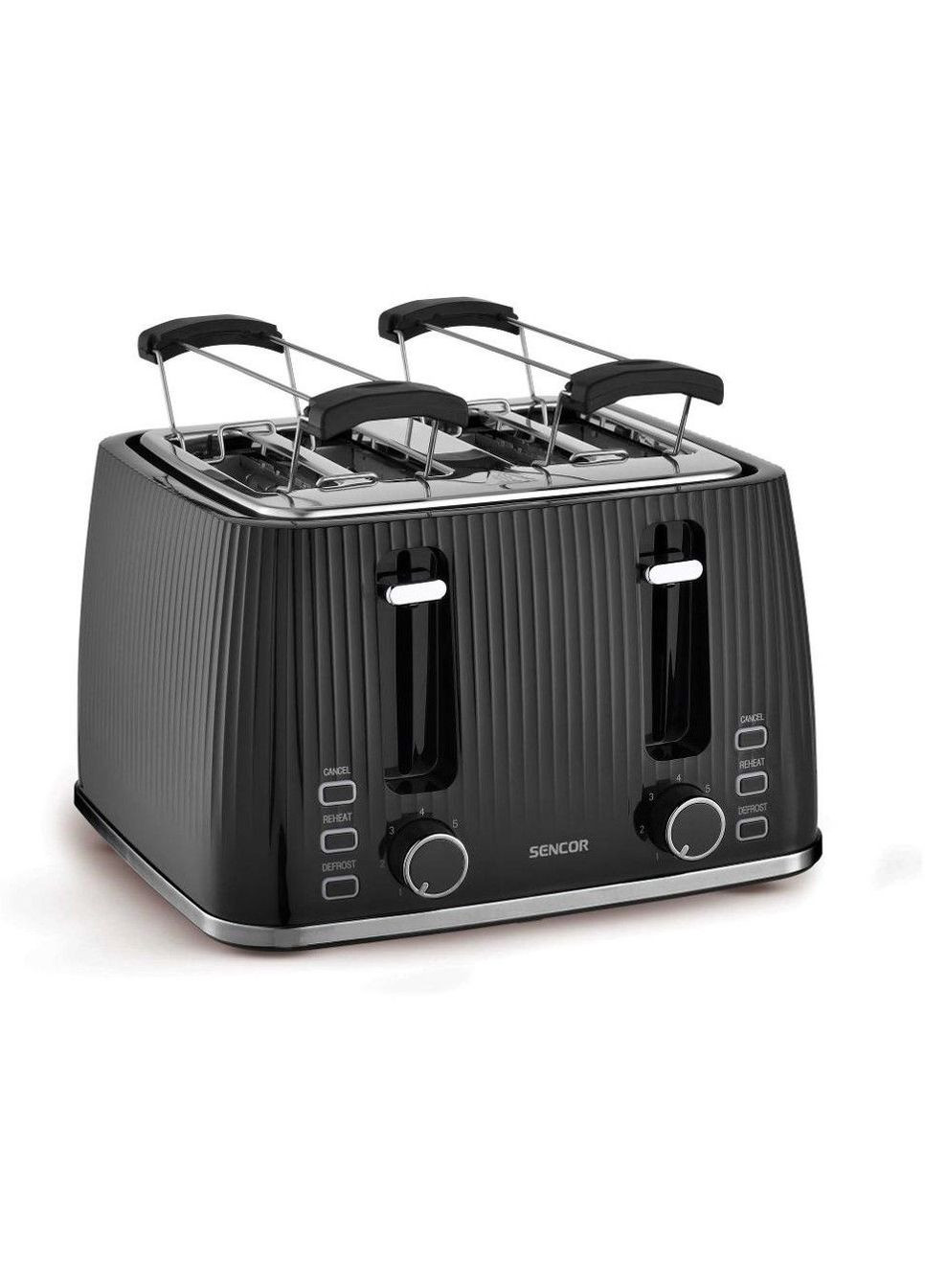 Тостер 1860Вт, підігрів, розморожування, 4 слоти, пластик, чорний Sencor (370622900)