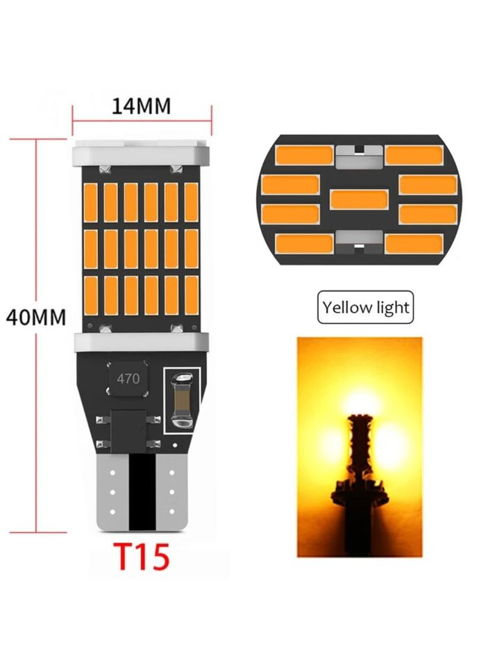 Светодиодная лампа LED T15 / W16W 4014 45 SMD CANBUS желтый No Brand (313453268)