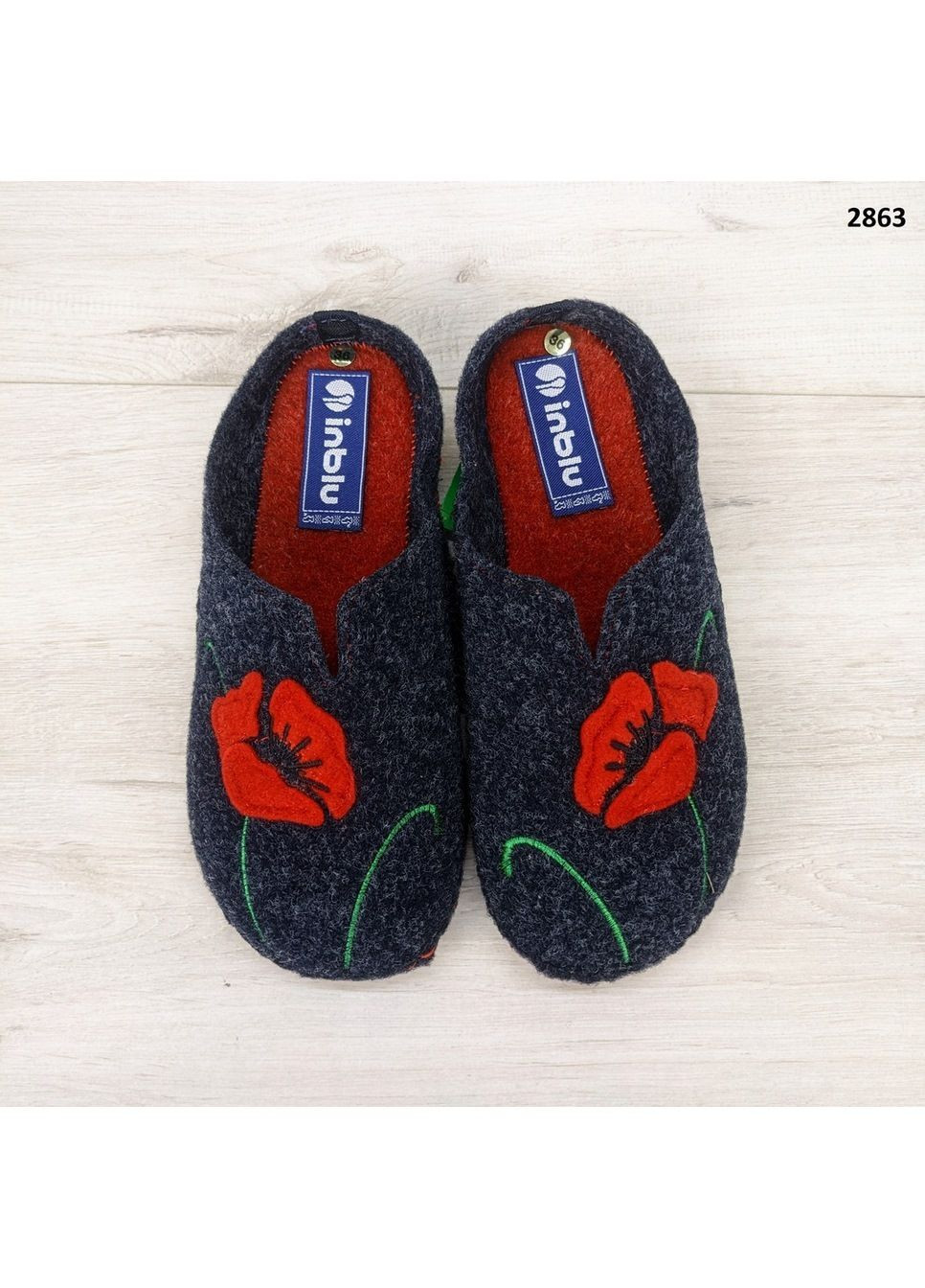 Синие тапочки женские комнатные фетровые для ламината Inblu