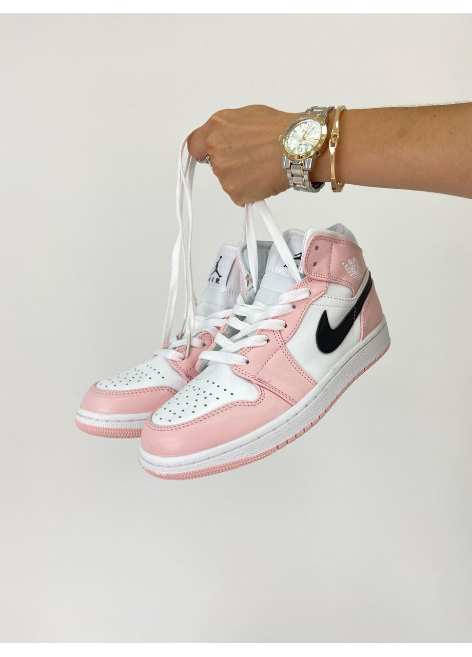 Белые демисезонные кроссовки мужские nike air jordan 1 retro mid barely rose найк аир джордан No Brand