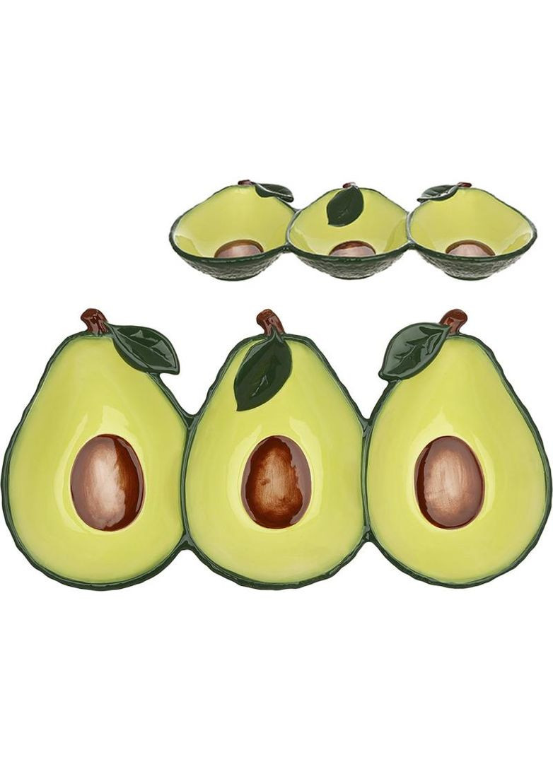 Менажница керамическая Fruits "Авокадо" 31х16см, 3 секции Bona (372173161)