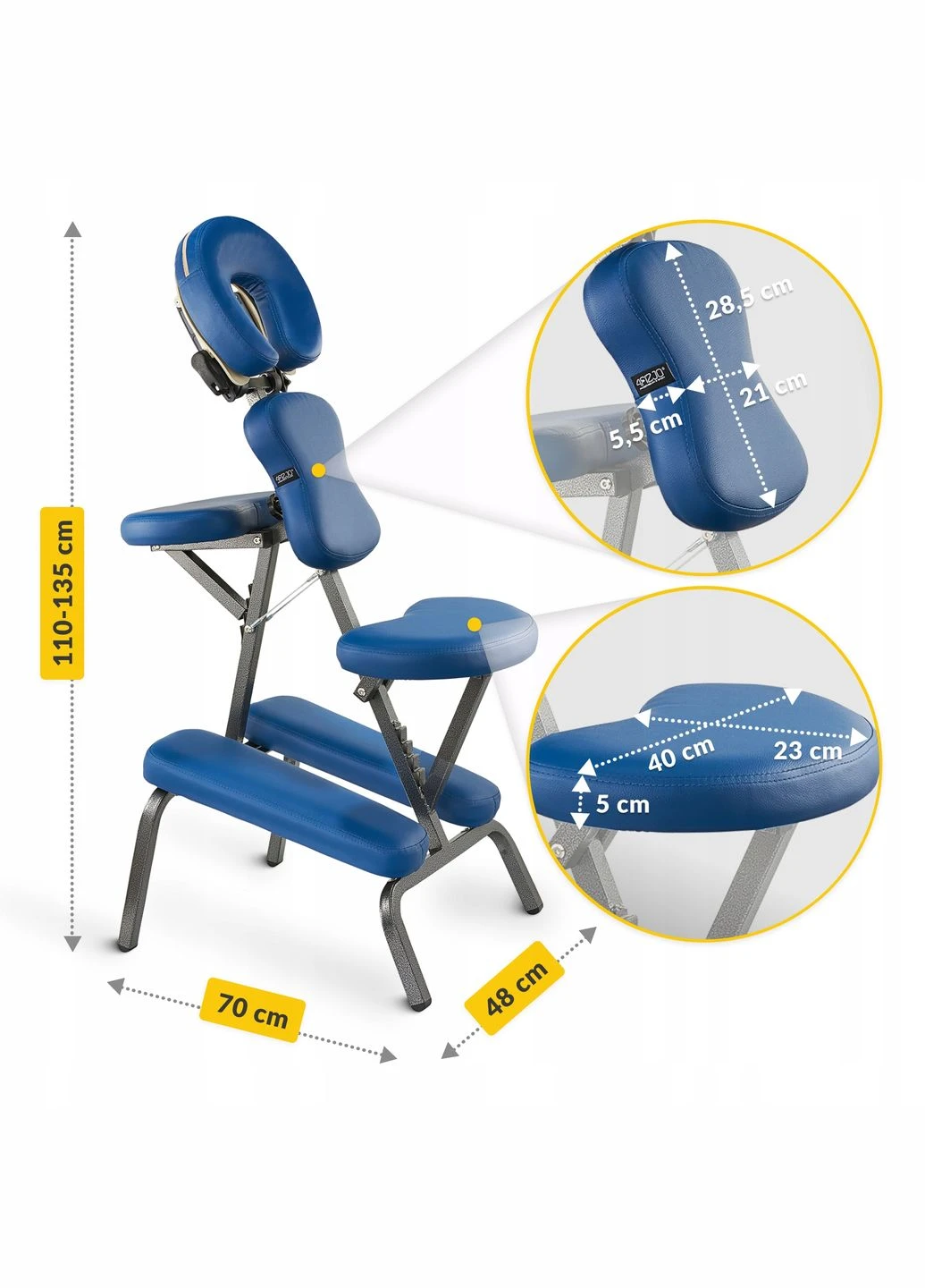 Стілець для масажу регульований, складний Blue (P-5905973402781) 4FIZJO (304995863)