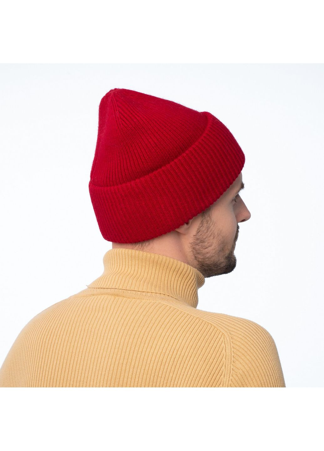 Шапка біні чоловіча вовна червона GEORGE 019-492 LuckyLOOK 019-492M (322793185)