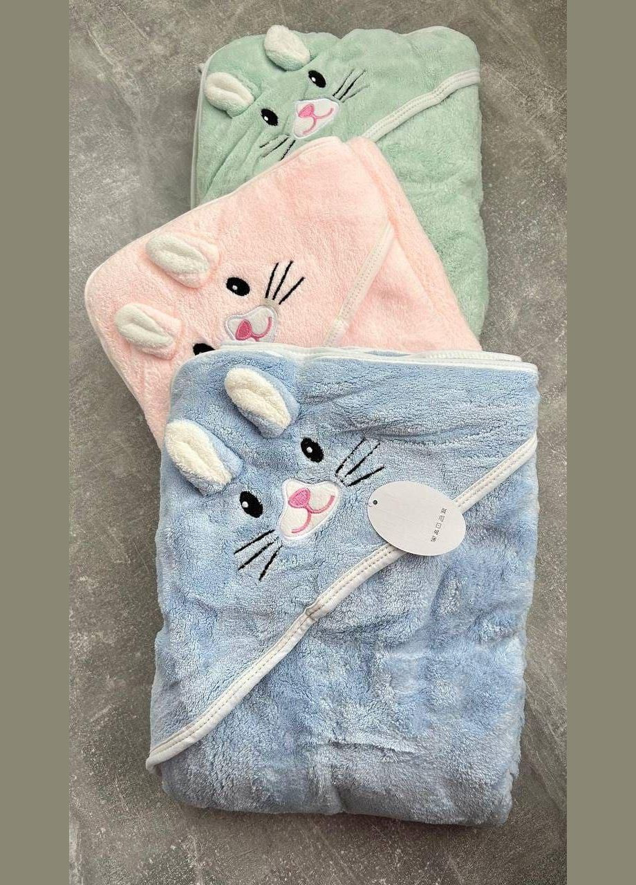 Детское полотенце уголок для купания малыша до 6 лет Полотенце для детей микрофибра (К8000-4) No Brand анималистичный мятный