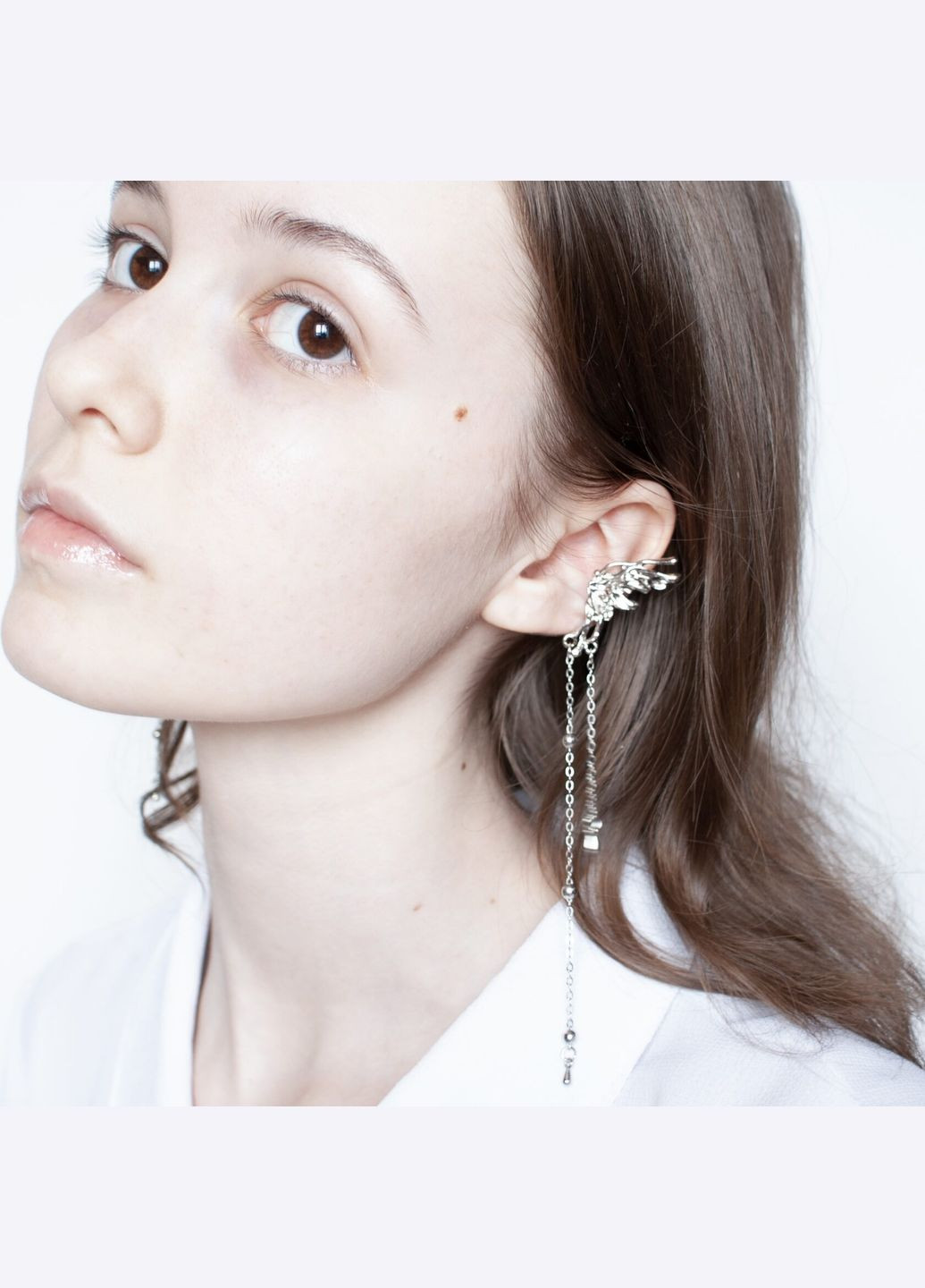 Кафа-обманка на ухо без прокола стильная аниме эстетика причудливая клипса с разными цепями унисекс эльфийская кафа крылья феи No Brand (335977526)