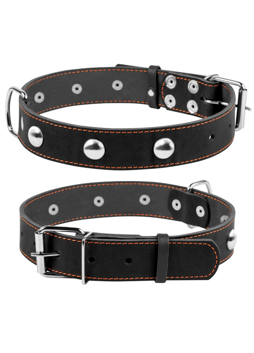 Ошейник "" одинарный с украшениями (ширина 35мм, длина 48-63см) черный Collar (322642281)