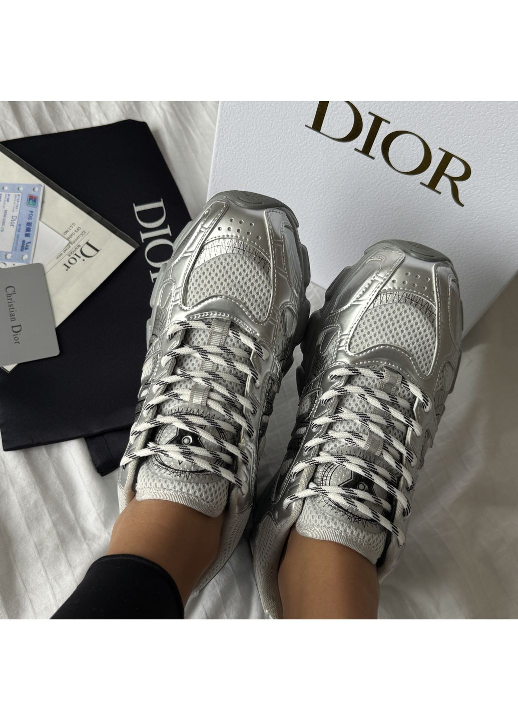 Кросівки жіночі Dior Chrono Silver | Діор Хроно срібні No Brand срібні демісезони (366742232)