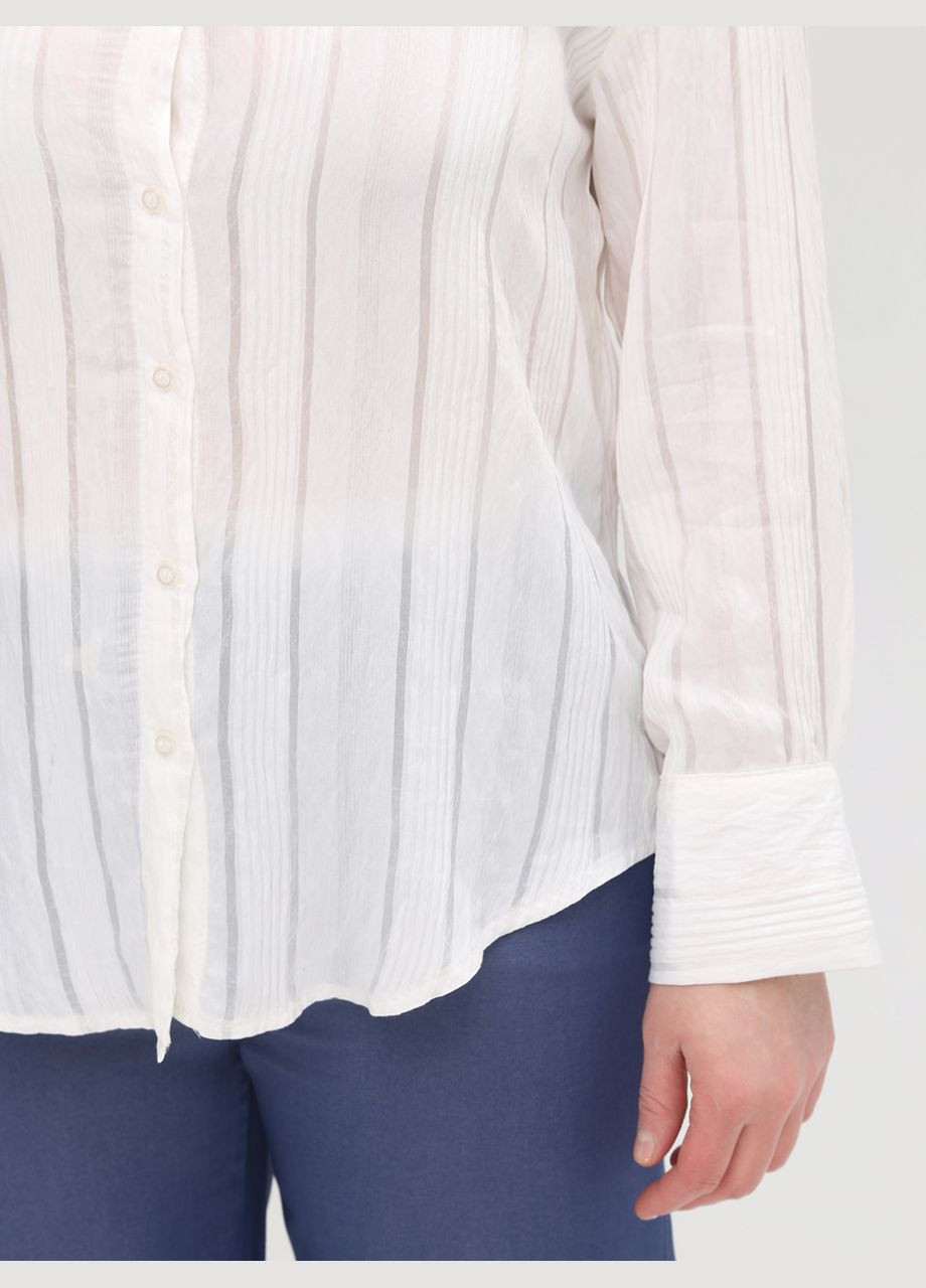 Молочная повседневный рубашка однотонная MDG с длинным рукавом