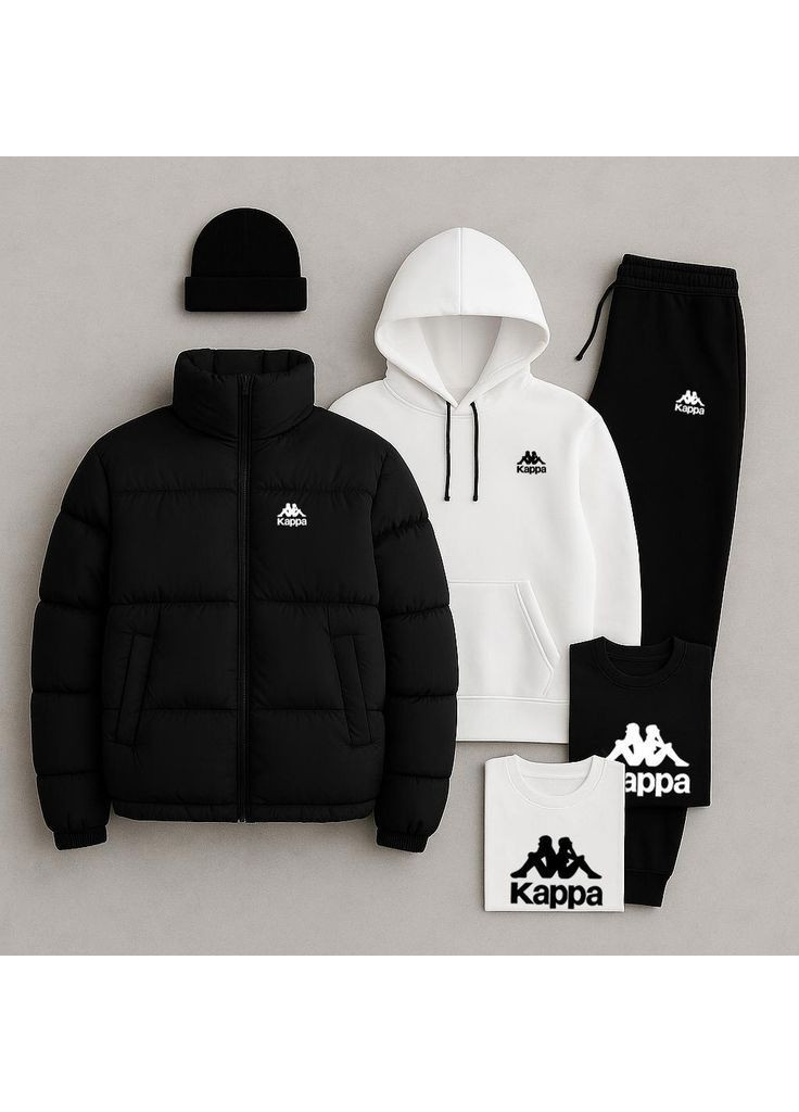 Комплект 5в1 ФЛИС (шапка+худые+штаны+футболка БЕЛАЯ +пуховик) No Brand (369112406)