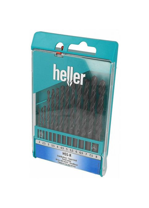 Набор сверл по металлу HSS-R DIN 338 RN 2/2,5/3....7/7,5/8 13 шт шаг 0,5 ударостойкая кассета долговечные точны (12624) Heller (298574880)