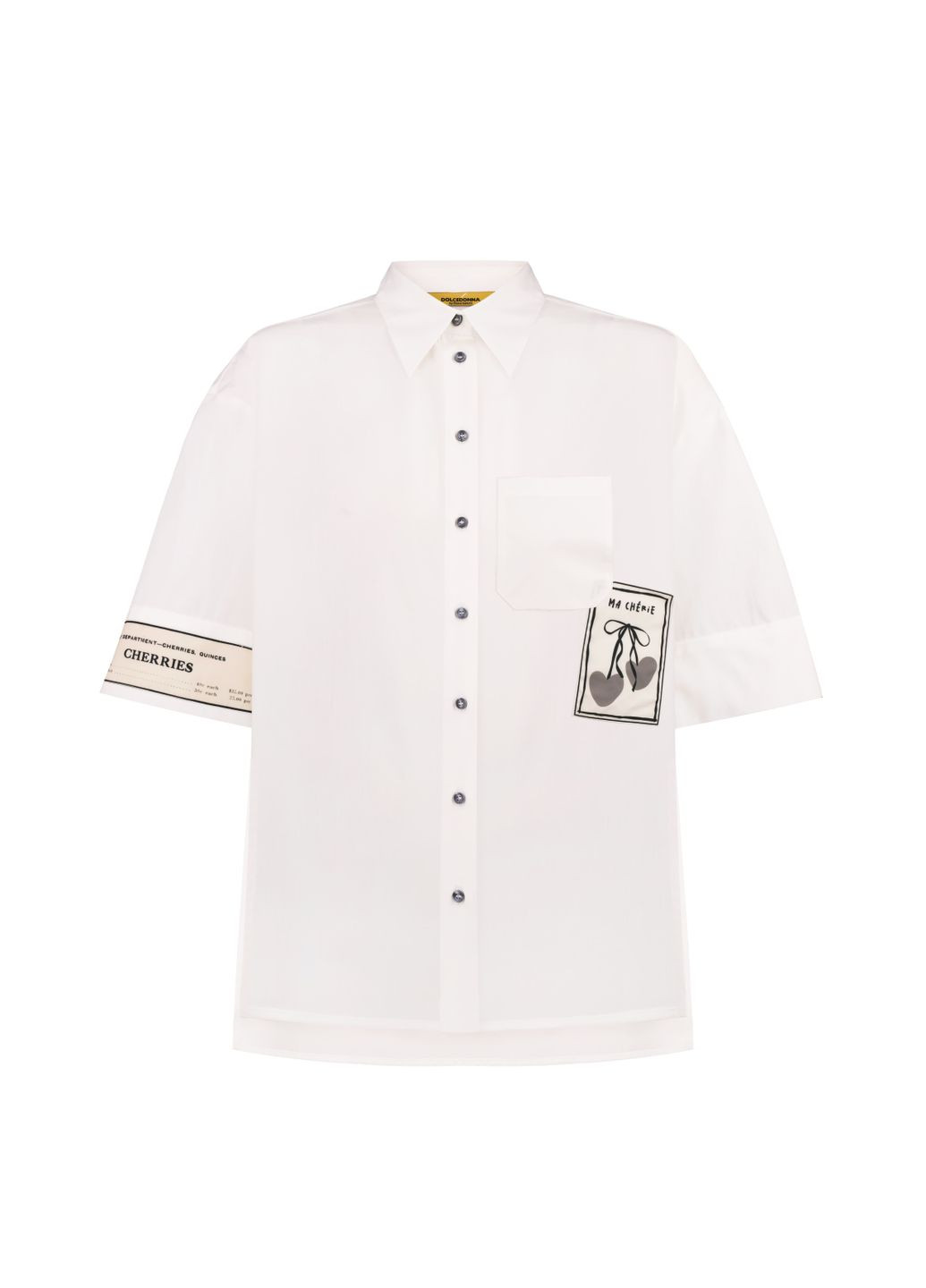 Белая оверсайз белая рубка с кратким рукавом и принтом килдер Dolcedonna