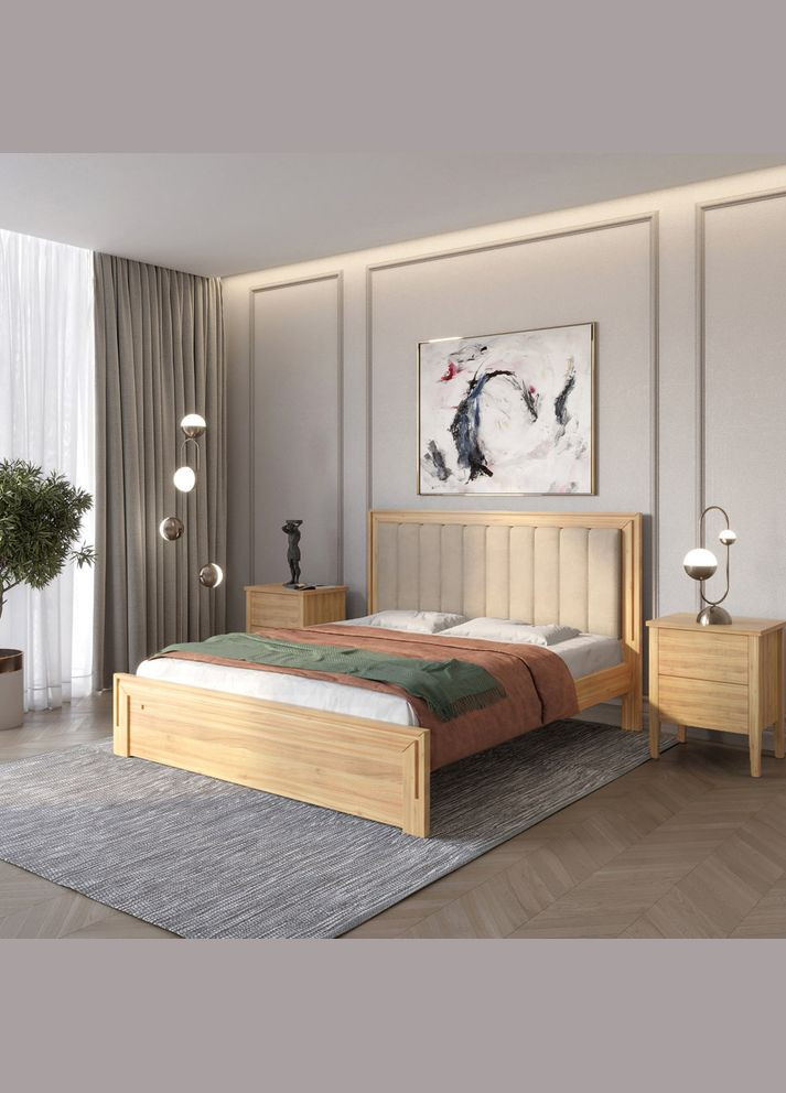 Двоспальне дерев'яне ліжко Торонто Т1 /Аляска 23 (бежевий) 140х200 см (MBG-7258) Mebigrand (368278691)