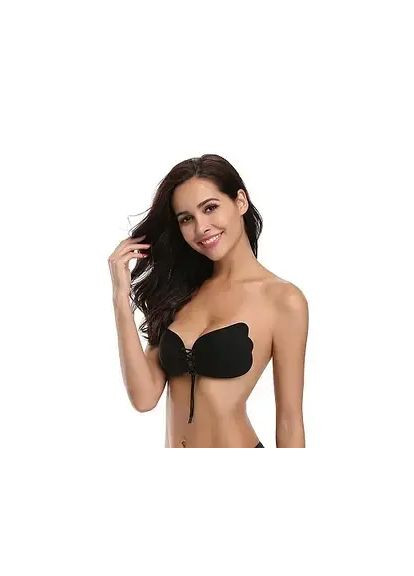 Чёрный невидимка бюст невидимка з ефектом push up, флайбра на шнуровке, бюстгальтер для идеального декольте, лиф самоклейка No Brand силикон