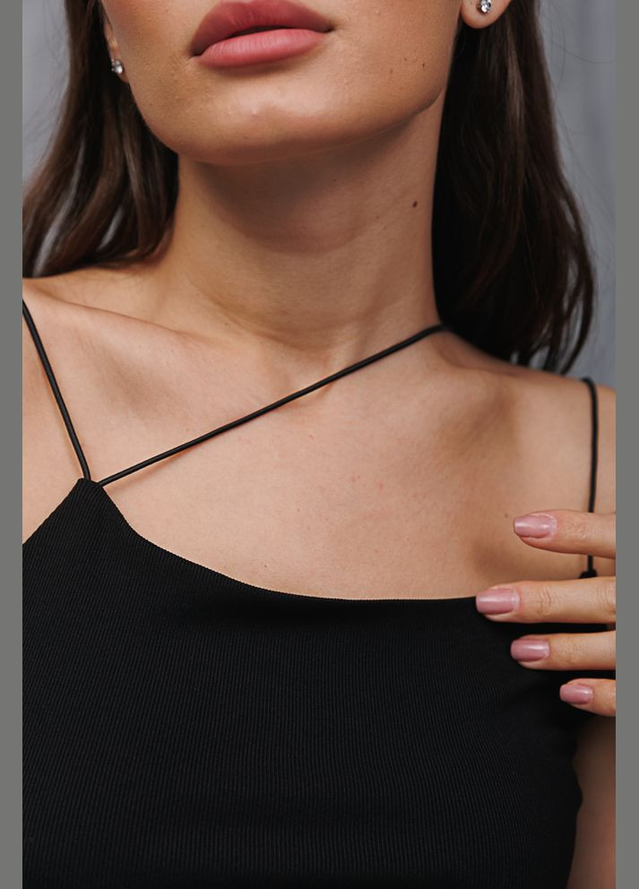 Короткий топ с тремя бретелями черный Arjen — 324392554