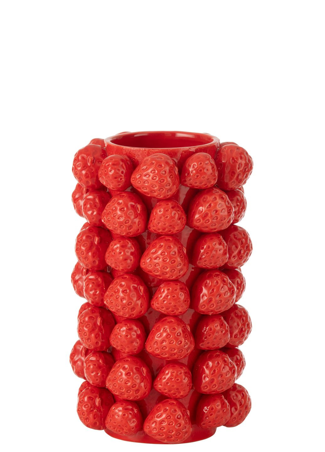 Ваза червоного кольору з полуницею висота 27 см (53712) J-Line (337989207)