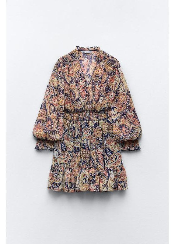 Комбінована міні-сукня з принтом. Zara