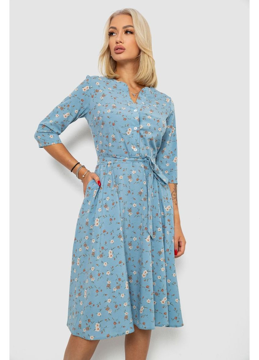 Синее платье софт с принтом Ager