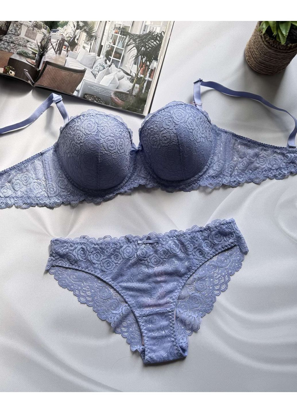 Голубой комплект 80с анжелика кружевная ORIETTA AVEC