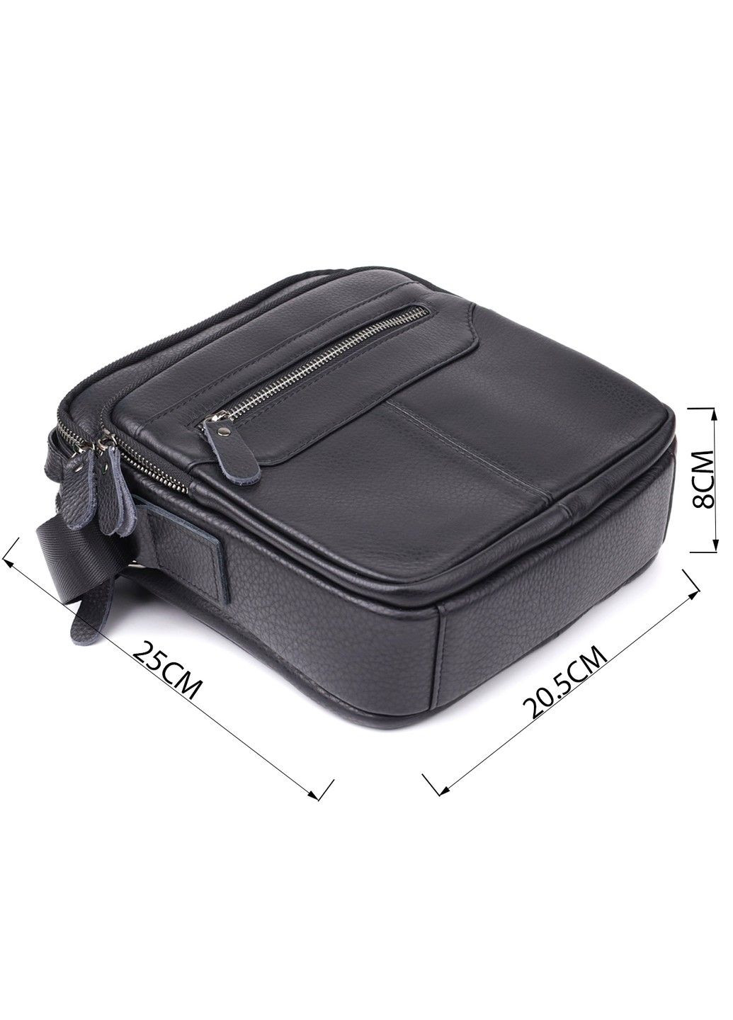 Вертикальна чоловіча сумка з натуральної шкіри 22967 Чорний Vintage (356452168)