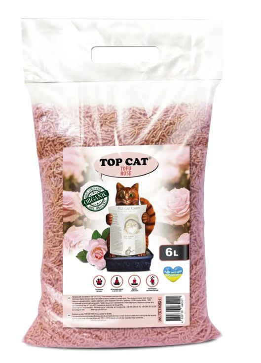 Наполнитель для кошачьего туалета Tofu соевый тофу с ароматом розы 6 л Top Cat (277232782)