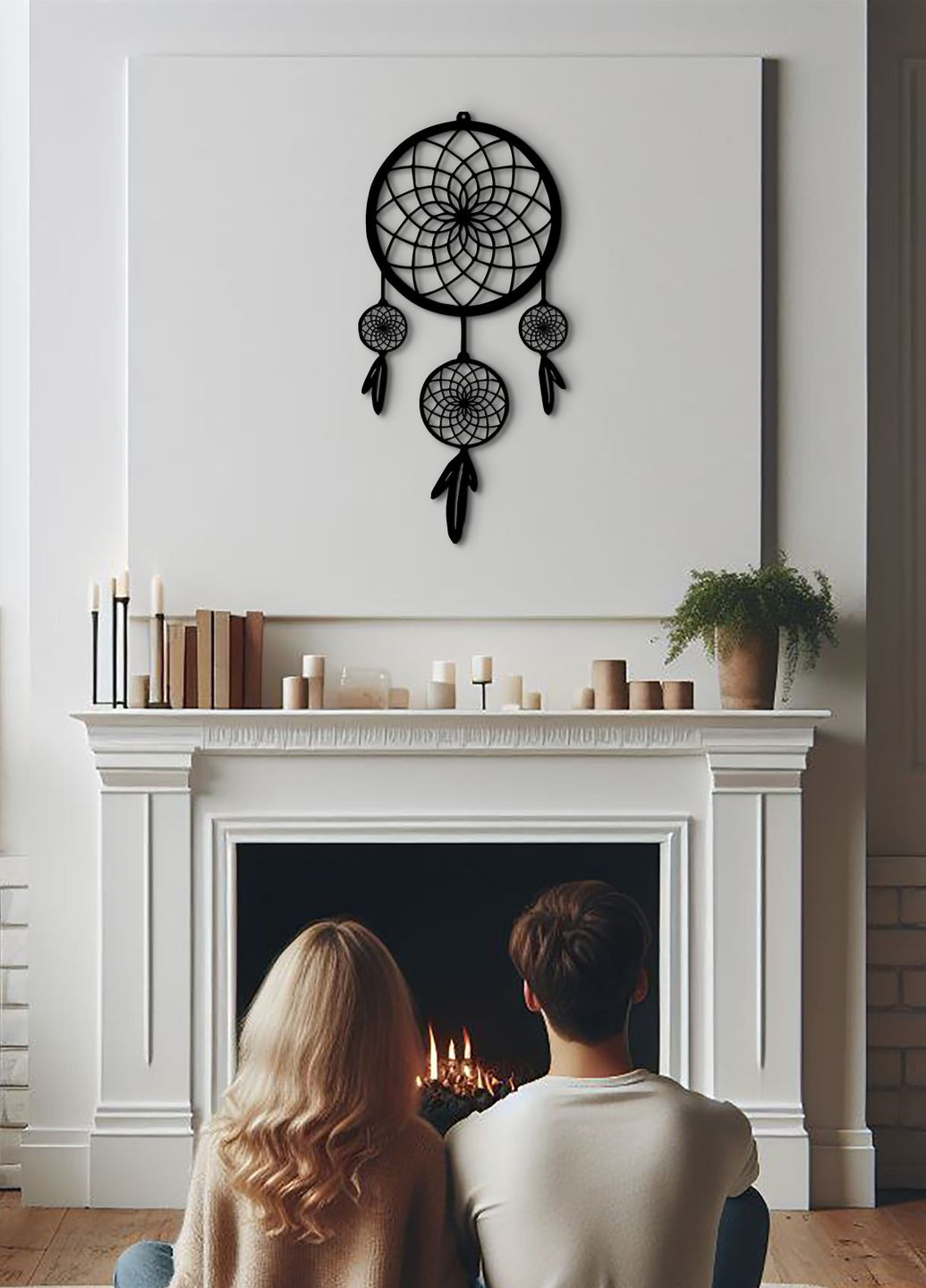 Современная картина на стену в спальню, декор для комнаты "Оберег снов", минималистичный стиль 50х25 см Woodyard (292112051)