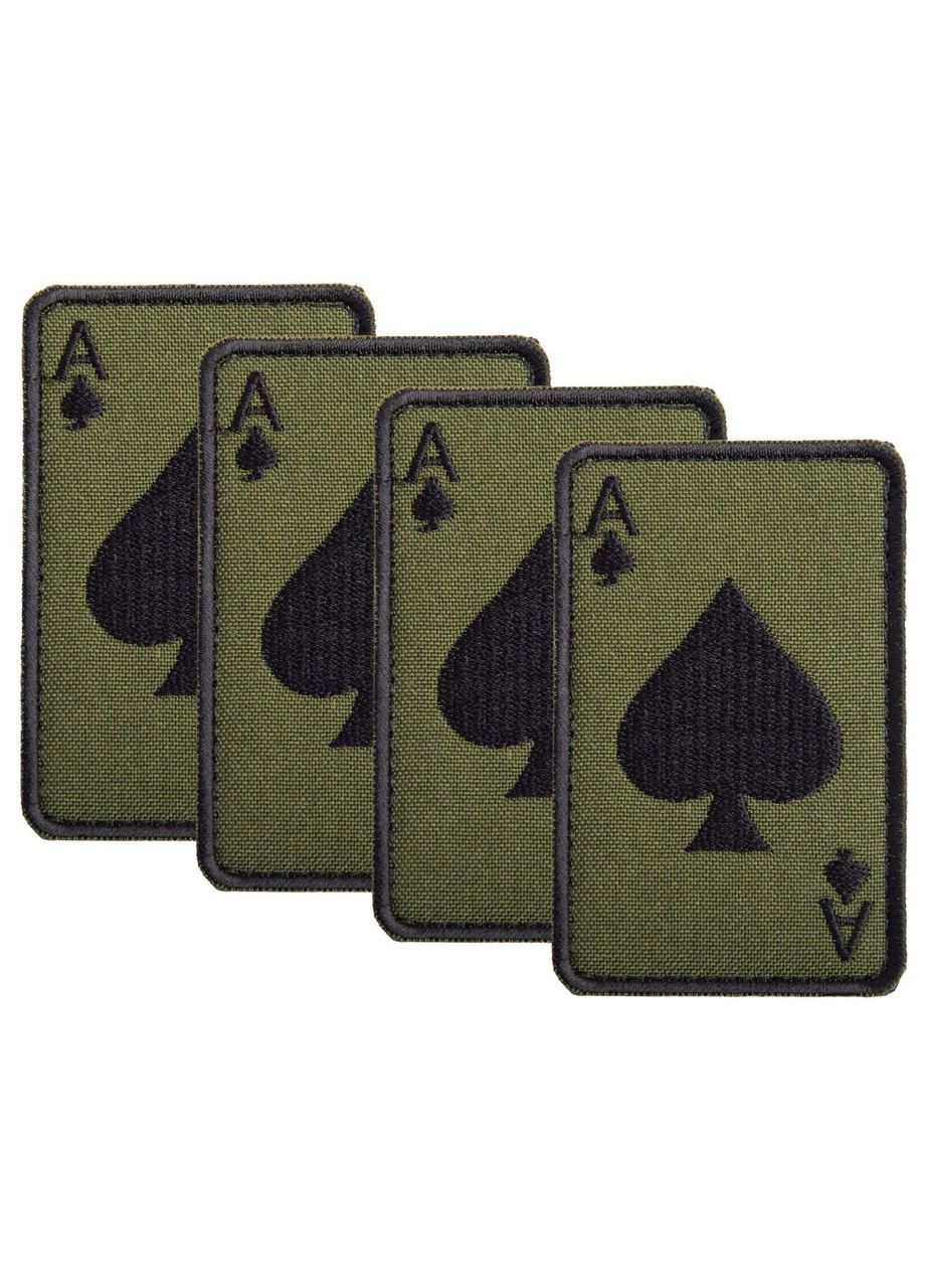 Набір шевронів 4 шт на липучці Карта Туз Пік 5х8 см, вишитий патч нашивка шеврон Ace of Spades IDEIA (290186321)