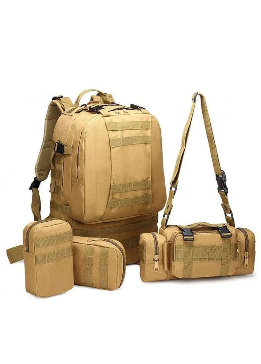 Рюкзак тактичний 60 л койот з підсумками 4в1 водостійкий Oxford 600D, військовий рюкзак No Brand (330758142)