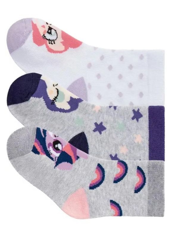 Комбинированные носки детские для девочки серый белый (20/100) My Little Pony рисунки (354822813)