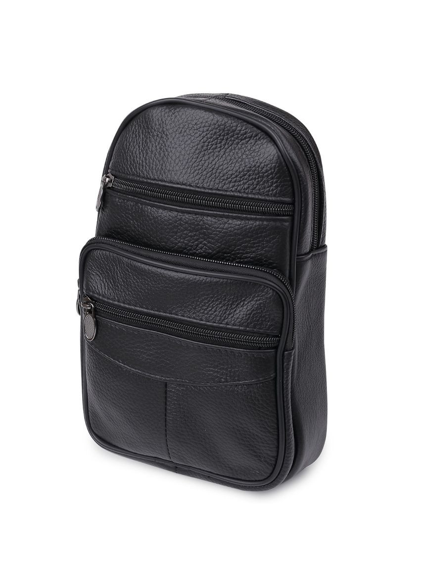 Компактная сумка слинг мужская кожаная через плечо черная размер 17х26х7 см 20000 Vintage (362418120)