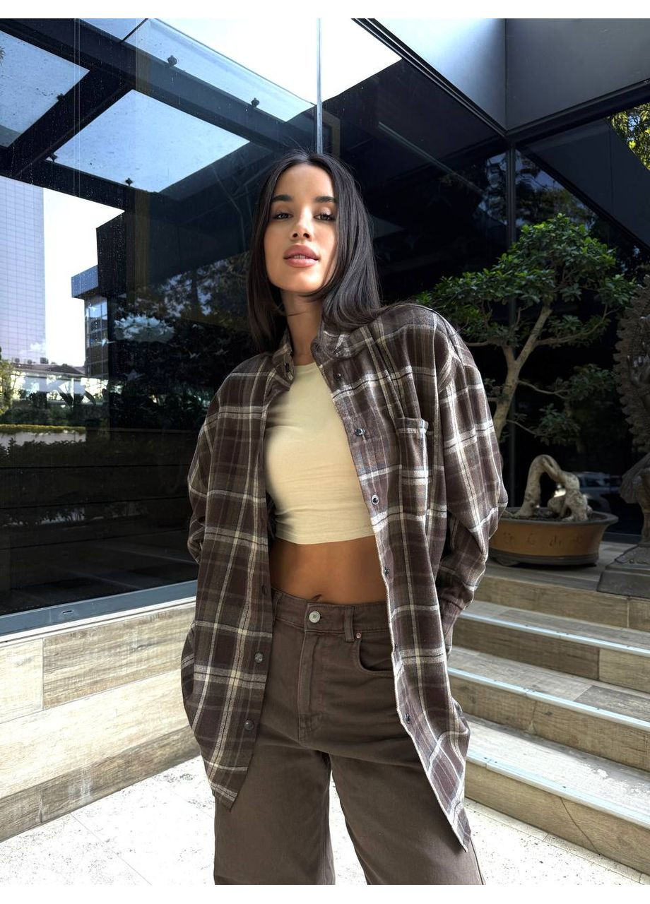 Коричневая повседневный рубашка однотонная Vione