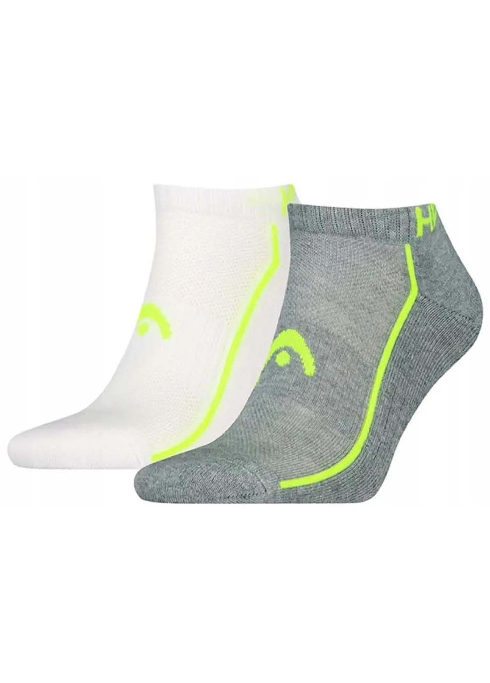 Комбинированные носки all sports performance sneaker 2p серый, белый Head однотонные (367596386)