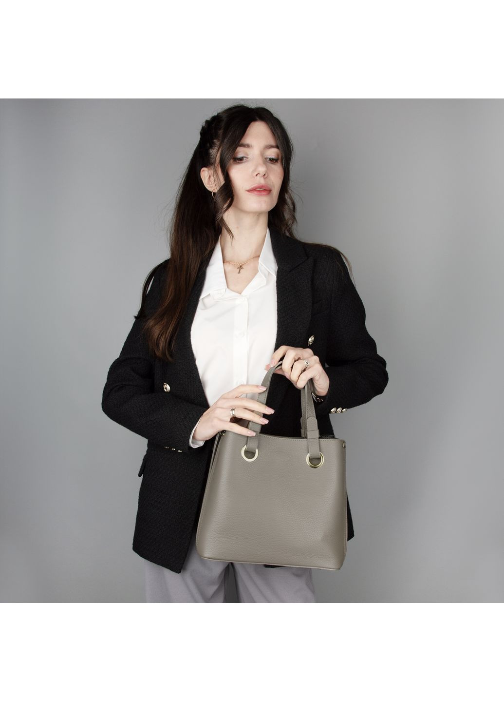 Сумка жіноча шкіряна 03630 темний тауп Virginia Conti (365957106)