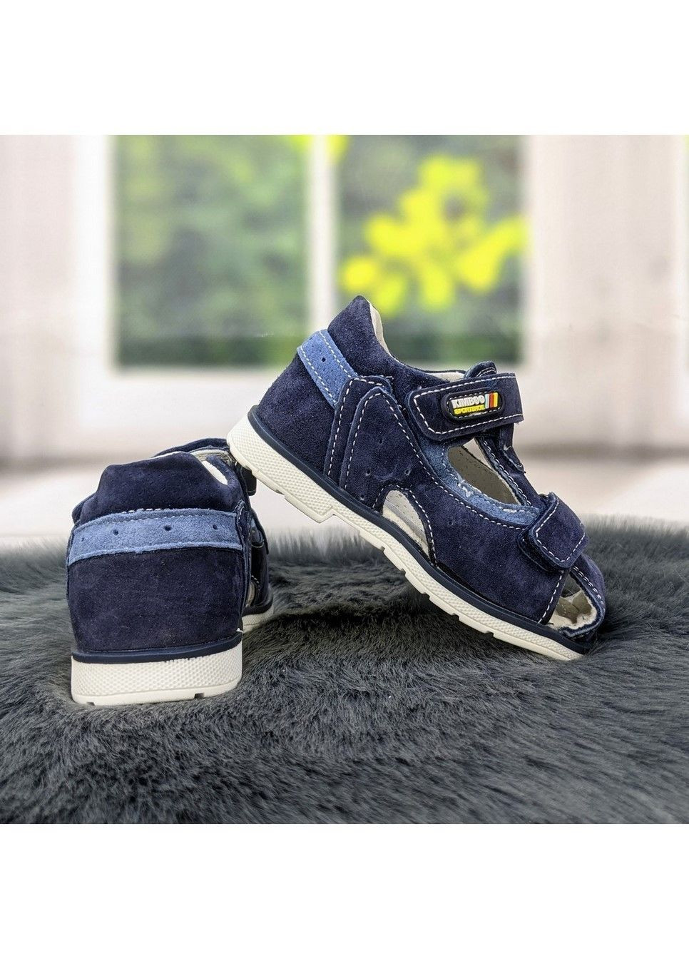 Темно-синие повседневные босоножки детские для мальчика Kimboo на липучке