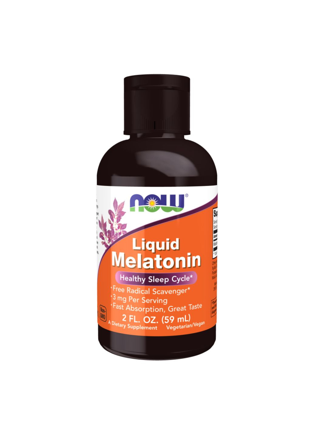 Liquid Melatonin 59 ml NOW для сну 3 мг без цукру покращення якості сну та загального здоров'я Now Foods (368982005)