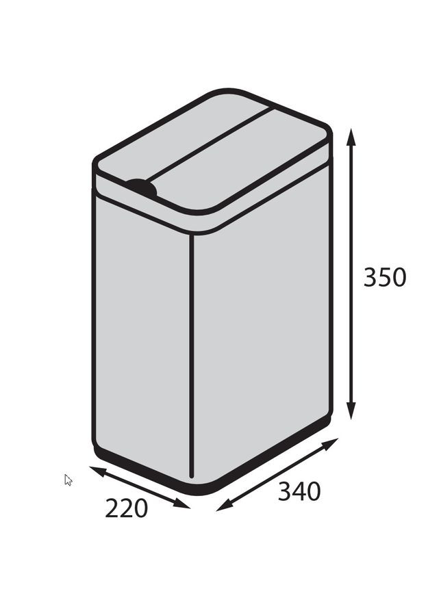 Відро для сміття сенсорне прямокутне TC-020112-02 12 л колір нержавійка (KR5582) KOER (341331730)