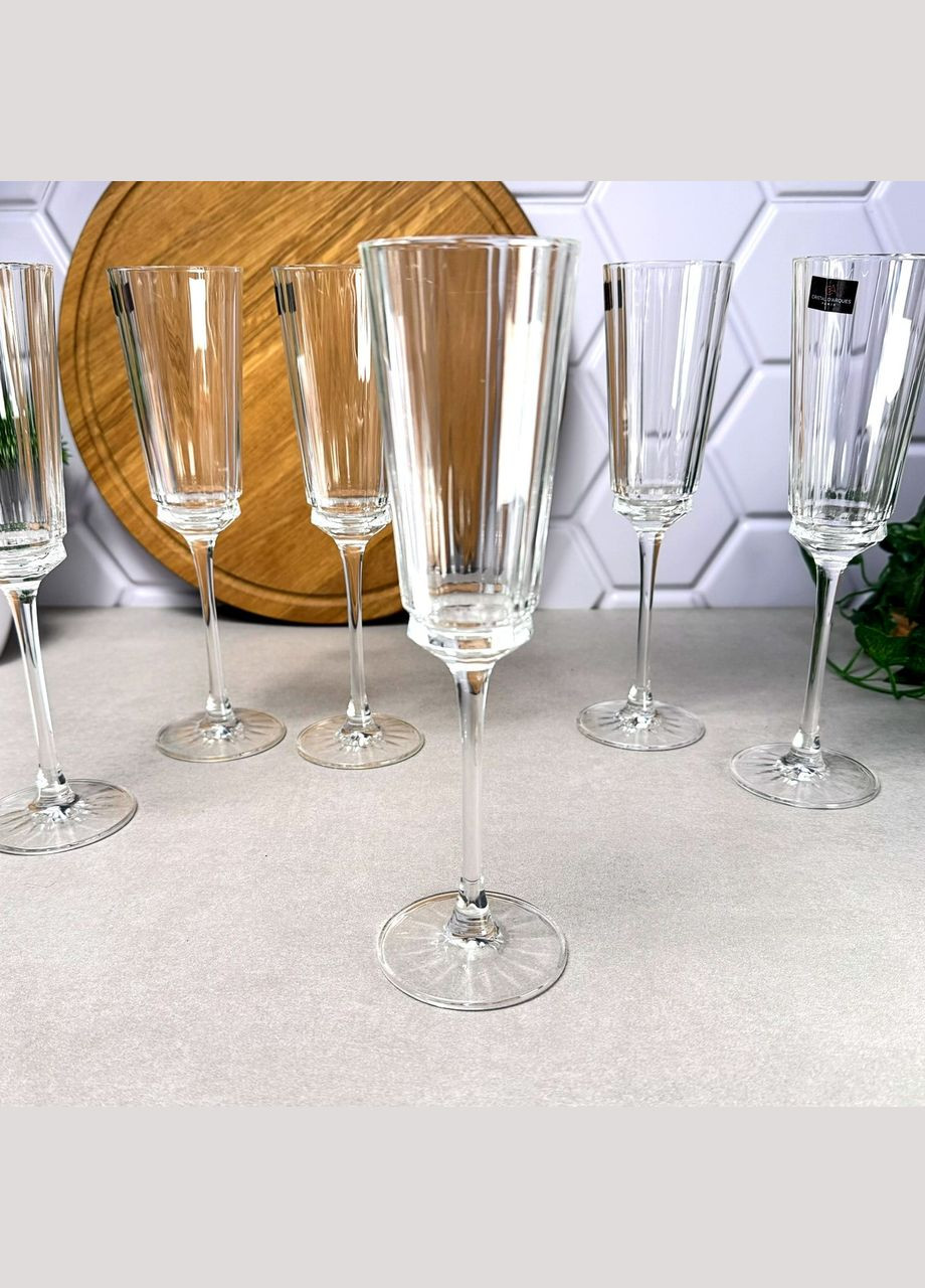Келихи для шампанського з кришталевого скла 170 мл 6 шт Cristal D`Arques Macassar Cristal d'Arques (308251268)