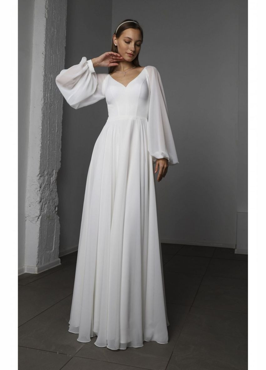 Белое вечернее платье а-силуэт Lolita однотонное