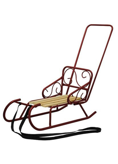 Санки зимние Морозко бордовые металлические с съемной спинкой для детей и катания по снегу ProDobro (367264711)