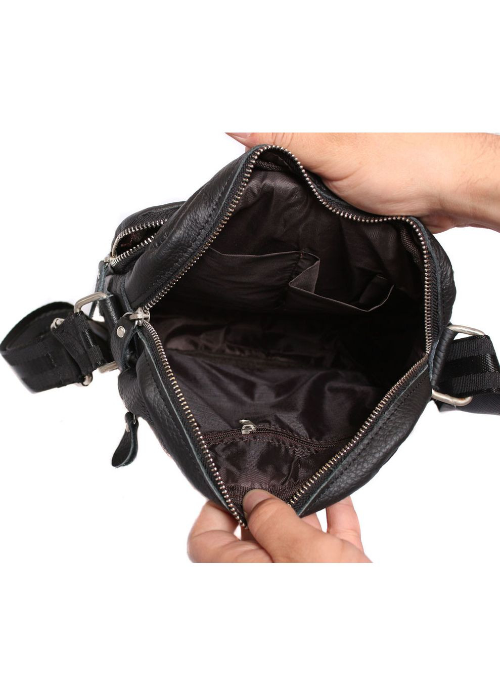 Мужская кожаная сумка 300123 черная No Brand (370848466)