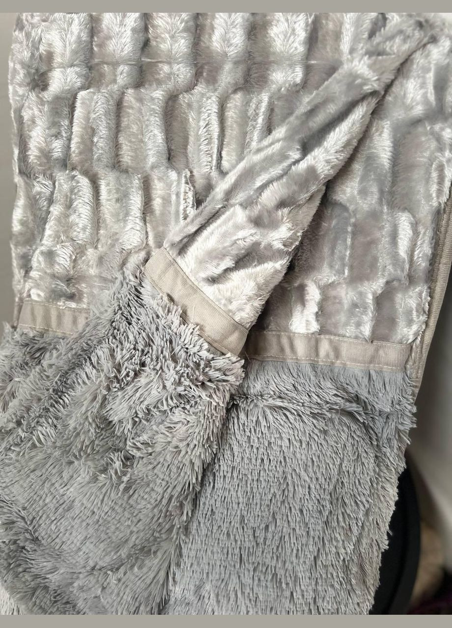 Покривало норка хутряне двостороннє трава 220х240 см Сірий (П4К-rai-norka-pled-001-05) No Brand (308754610)