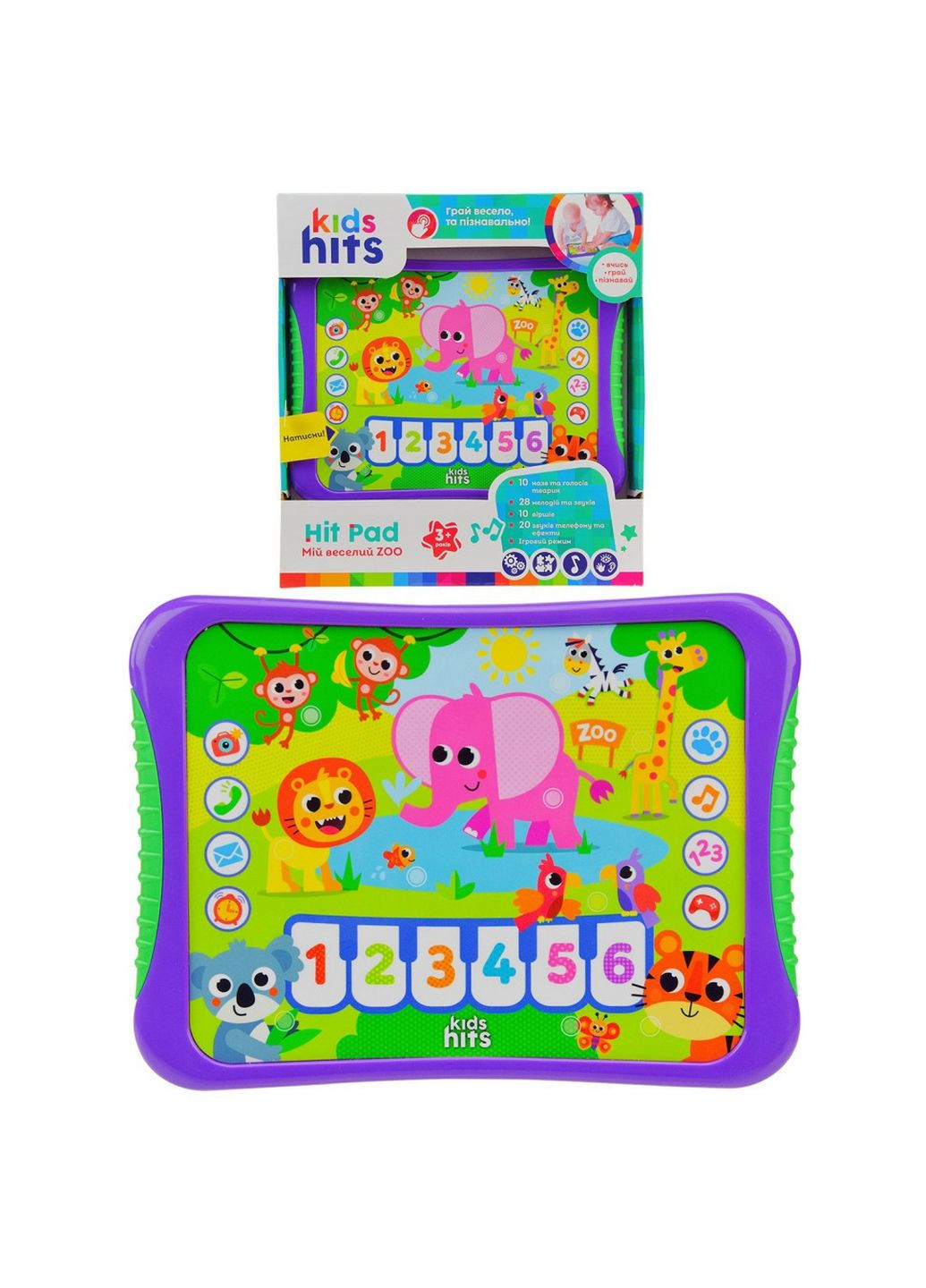 Інтерактивний планшет "мій веселий zoo" назви тварин, звуки, вірші, мелодії Kids Hits (282593480)