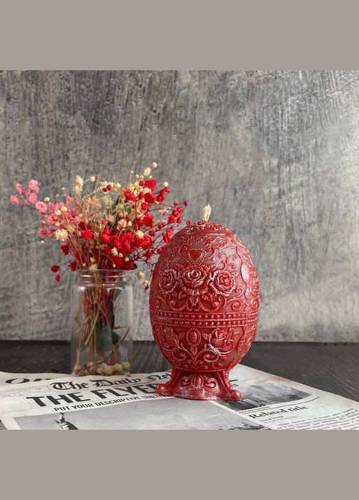 Червона воскова свічка - Яйце з візерунком 5Candles (322244353)