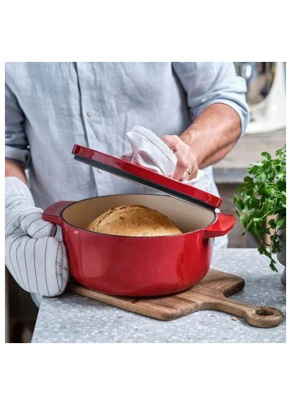 Кастрюля чугунная с крышкой 3,3л Красная (CC006057-001) KitchenAid чавунна з кришкою 3, 3 л Червона (368764013)
