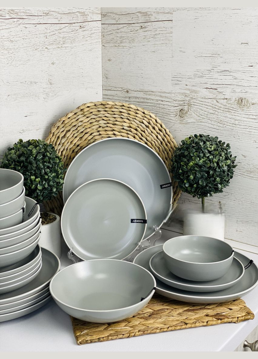 Сервіз столовий Сremona Dusty grey AR0022GRС 22 предмети сірий Ardesto (364102551)