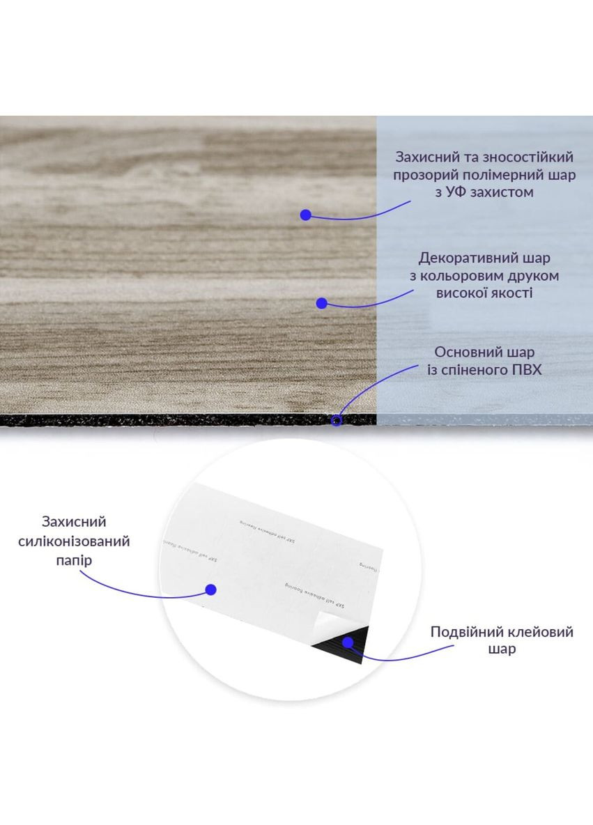 Самоклеюча вінілова плитка 152.4х914.4х1.5мм Сіро-бежева, ціна за 1 шт. (СВП-008) Матова SW-00000286 Sticker Wall (362114928)