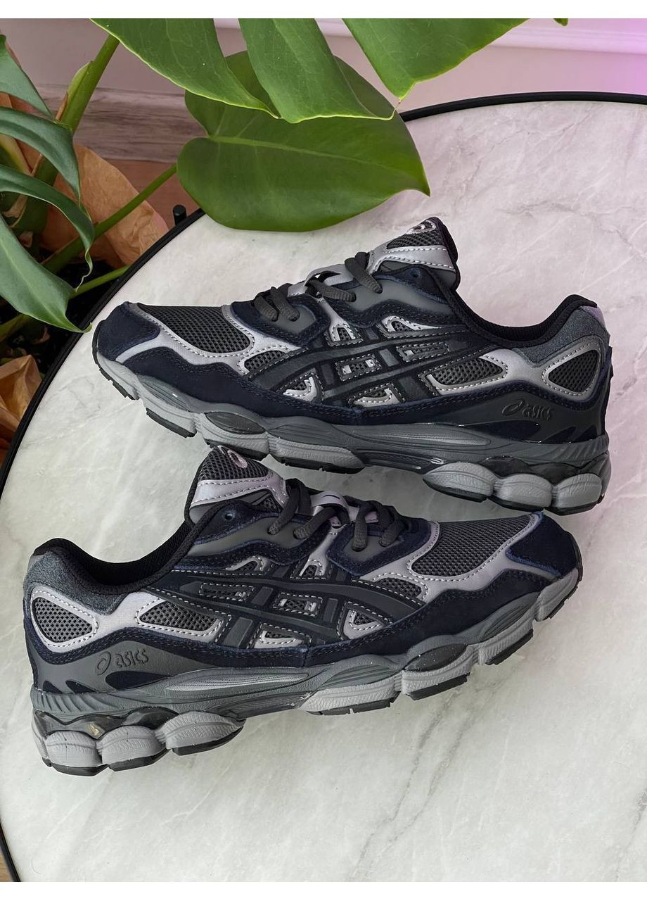 Серые демисезонные кроссовки мужские и женские asics gel-nyc gray black | асикс гель-нюк серые черные No Brand