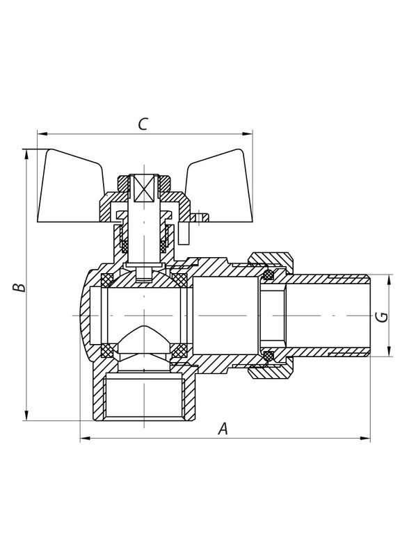 Кран с американкой 1" (KR.228) угловой (KR0149) KOER (315506859)